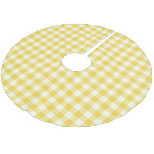 Pastellgelb Gingham Buffalo Karo Muster  Polyester Weihnachtsbaumdecke