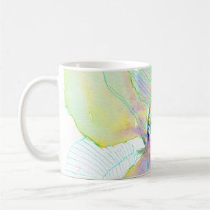 Pastellgelb-grüne Wasserfarben-Botanikblätter Kaffeetasse