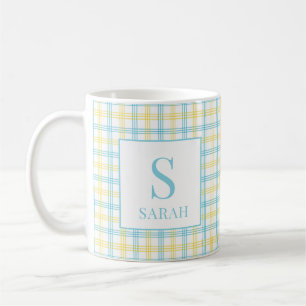 Pastellgelb kariert Frühling benutzerdefinierter N Kaffeetasse