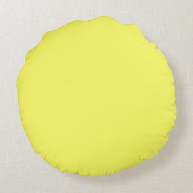 Pastellgelb, schlicht rundes kissen (Rückseite)
