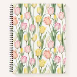 Pastellgelb und rosa Tulpen Notizbuch