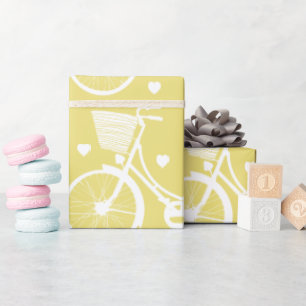 Pastellgelb Vintages Retro-Fahrrad Geschenkpapier
