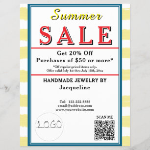 Pastellgelb-weiße Wasserfarben-Sommerverkauf Flyer