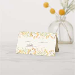 Pastellgelbe Aquarellfarben Hochzeitsempfang Platzkarte
