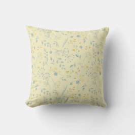 Pastellgelbe graue Wildblumen Berries Kissen