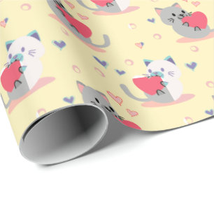 Pastellgelbe Katzenverpackung - Sweet Kätzchen Geschenkpapier