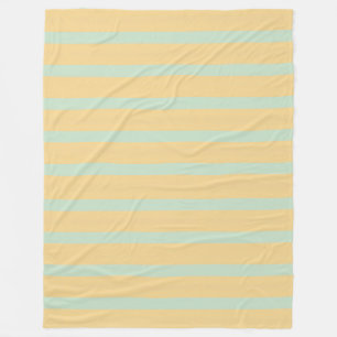 Pastellgelbe Mintgrüne Gestreifte Retro-Muster Fleecedecke