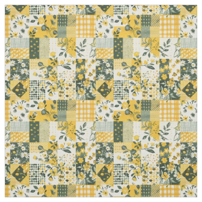 Pastellgelbe Patchwork-Vintage-Decke Stoff (Muster)
