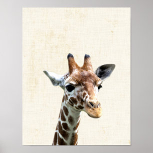 Pastellgelbe Peekaboo-Giraffe Minimalistische Kind Poster