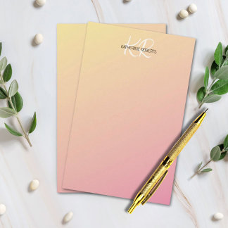 Pastellgelbe rosa personalisierte Schreibwarenpapi Briefpapier