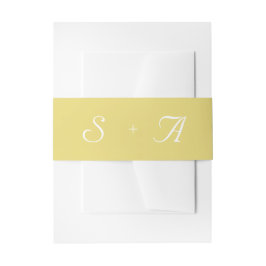 Pastellgelbe Schlichte moderne Monogramm-Hochzeit Einladungsbanderole