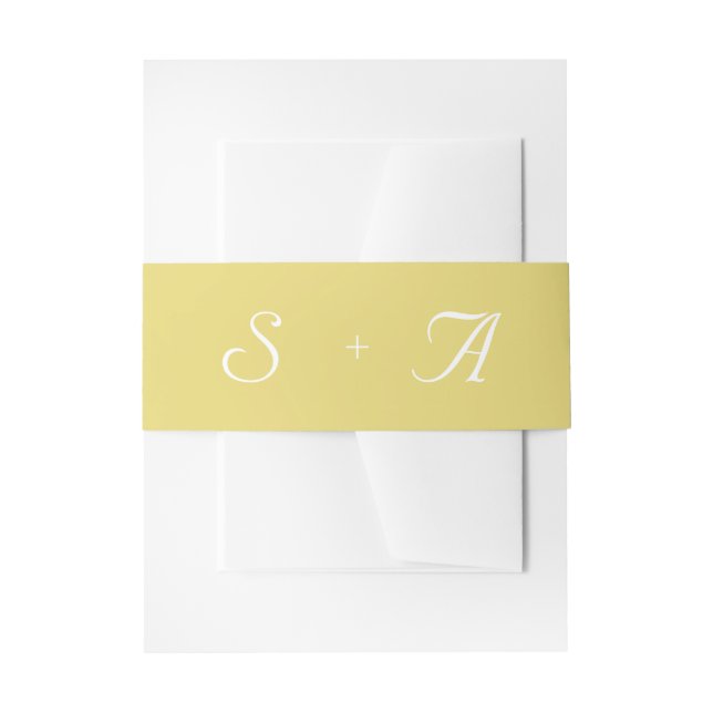 Pastellgelbe Schlichte moderne Monogramm-Hochzeit Einladungsbanderole (Vorderseite Beispiel)