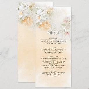 Pastellgelbe und rosafarbene Blumenzehen Menükarte