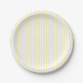 Pastellgelbe und weiße Streifen Gelb Pappteller