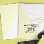 Pastellgelber Farbblock Sweet 16 Geburtstagsparty Folieneinladung<br><div class="desc">Feiern Sie ein 16 . Geburtstag im Stil mit dieser fröhlichen pastellgelben Farbblockfolie. Das moderne Design besticht durch ein chic geometrisches Muster und schimmernde goldene Folienakzente,  perfekt für ein helles und fröhliches Fest. Personalisieren Sie Ihre Veranstaltungsdetails,  um Ihren Gästen einen gepflegten Sake zu geben.</div>