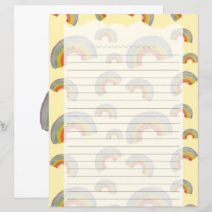 Pastellgelbes Kawaii-Regenbogen-Schreibwarenpapier