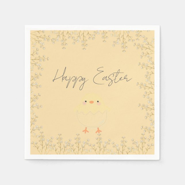 Pastellgelbes Osterpapier Napkins - Personalisiert Serviette (Vorderseite)