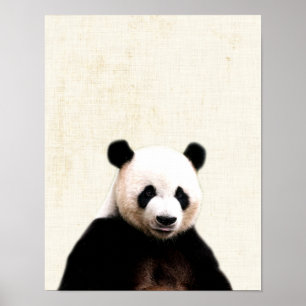 Pastellgelbes Peekaboo-Panda-Minimalist-Nursery Poster