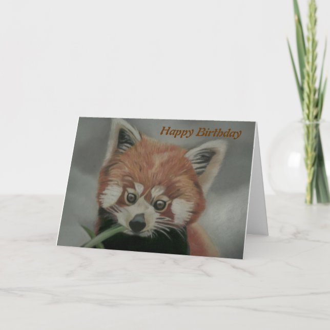 Pastellgemälde eines Roten Panda - Geburtstagskart Karte (Vorderseite)