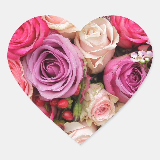 Pastellgemische Rose nach Therosegarden Herz-Aufkleber (Vorderseite)