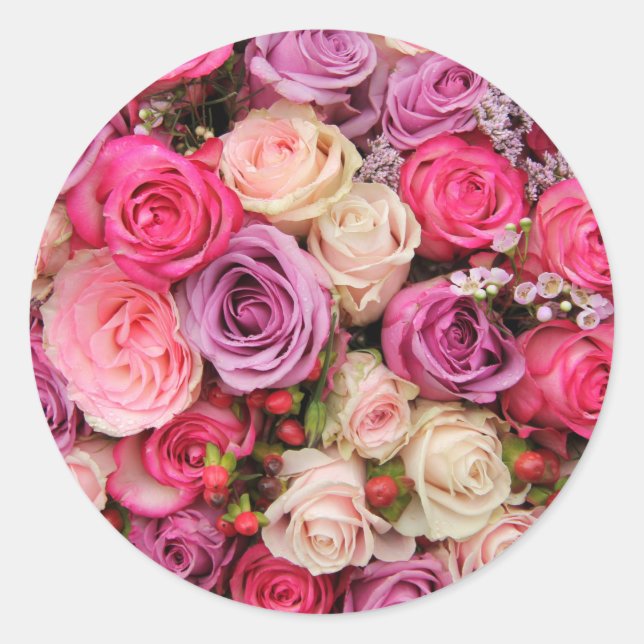 Pastellgemische Rose nach Therosegarden Runder Aufkleber (Vorderseite)