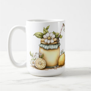 PASTELLGLAS MIT ZITRONENLIMONADE UND BLUMEN KAFFEETASSE