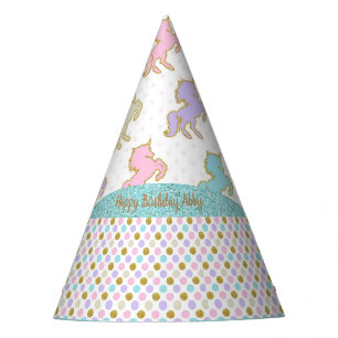 PastellGlitzerunicorn-Polka-Punkt-Party-Hut Partyhütchen
