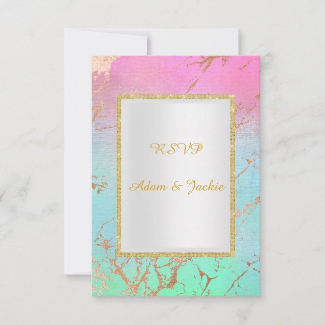 Pastellgoldmarmor ELEGANT CLASSY uAwg Einladung (Vorderseite)