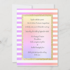 Pastellgoldverheiratung mit Glitzer Einladung