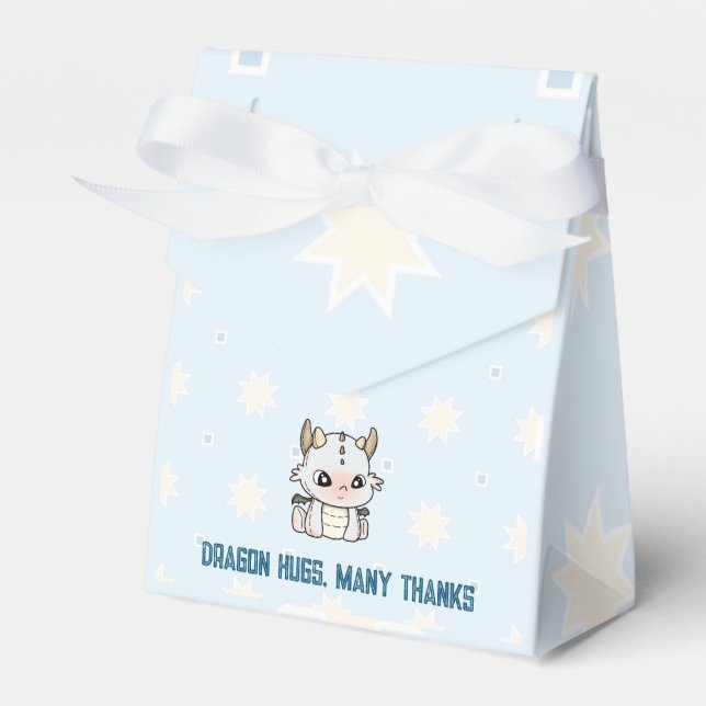 Pastellgrauer Babydrache Geschenkschachtel (Vorderseite)