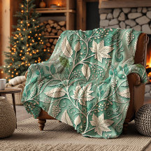 Pastellgrün Beige Vintage Botanisches Muster