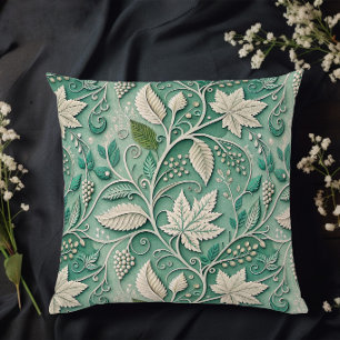 Pastellgrün Beige Vintage Botanisches Muster Kissen
