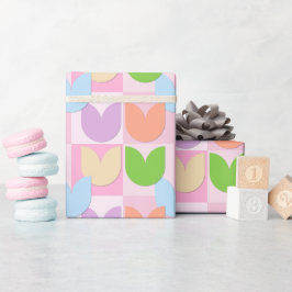 Pastellgrün Blau Lila Orangengelbe Tulpen Geschenkpapier