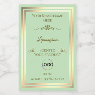 Pastellgrün Etikett Gold Rahmen mit Logo