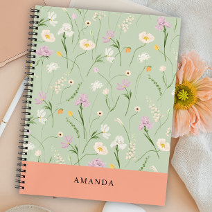 Pastellgrün florale Anmut süß stilvoll trendy Notizbuch