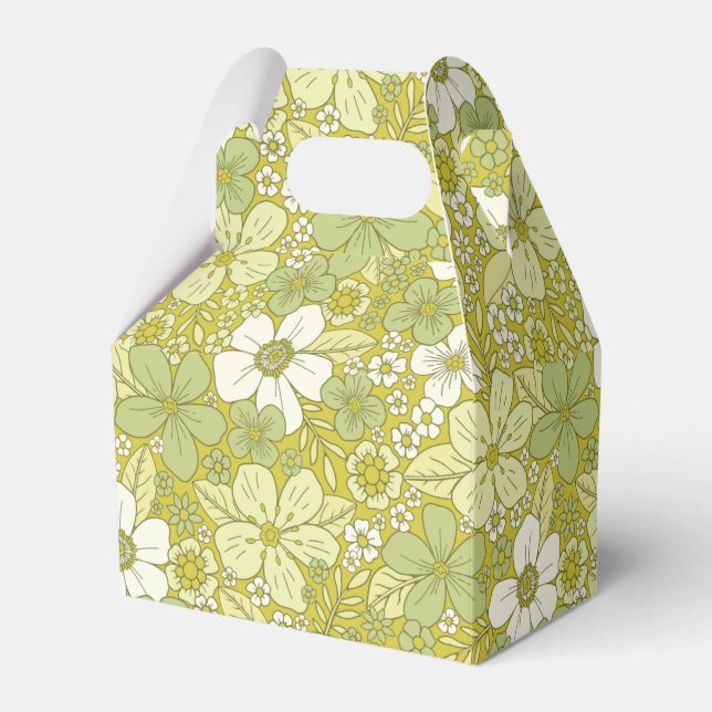 Pastellgrün-gelbe Blume Geschenkschachtel (Vorderseite)