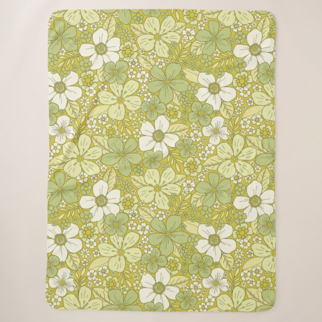 Pastellgrün-gelbe Blume Sherpadecke (Vorderseite)