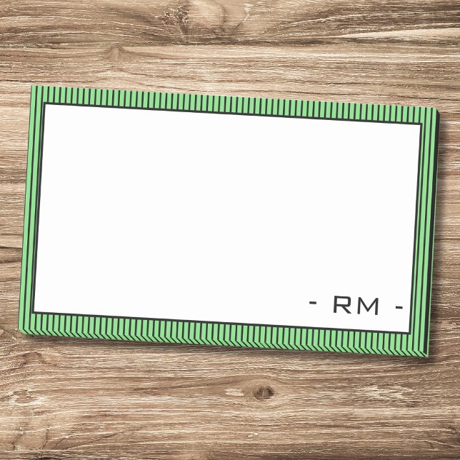 Pastellgrün gestrichene Grenze | Monogramm Post-it Klebezettel (Von Creator hochgeladen)
