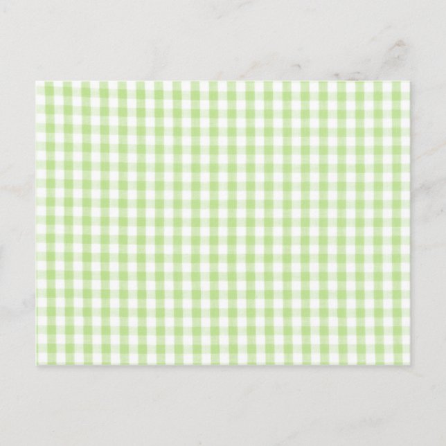 Pastellgrün Gingham-Muster Postkarte (Vorderseite)