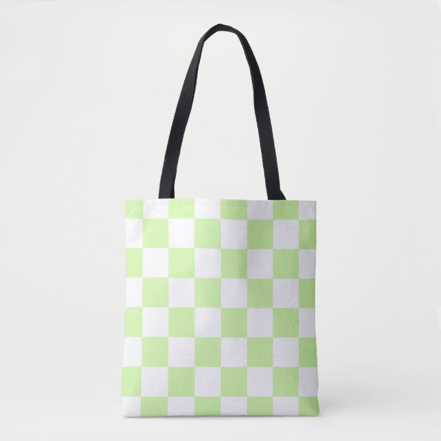 Pastellgrün kariert Gingham-Muster Tasche (Vorderseite)