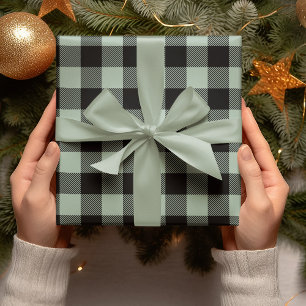 Pastellgrün kariert Weihnachten Geschenkpapier