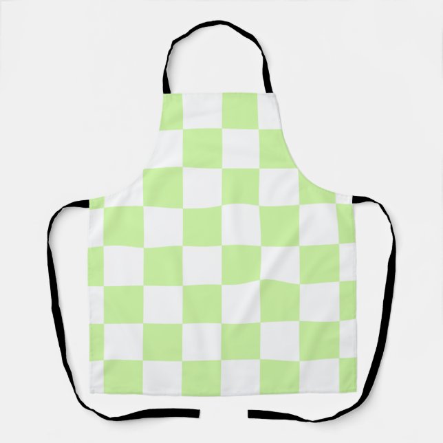 Pastellgrün kariertes Gingham-Muster Schürze (Vorderseite)