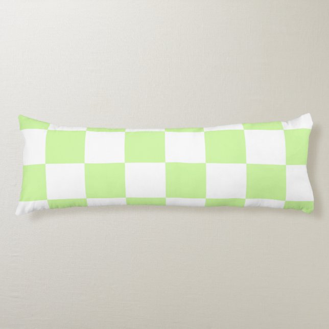 Pastellgrün kariertes Gingham-Muster Seitenschläferkissen (Vorderseite)