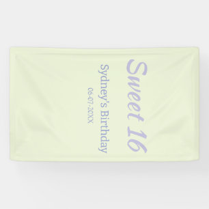 Pastellgrün lila süße 16. Geburtstagsname fett Banner