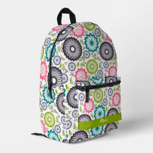 Pastellgrün rosa aquamarine Blume Vintag Bedruckter Rucksack
