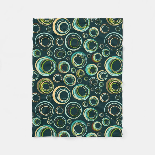 Pastellgrün und Beige Töne Moderne Abstrakte Kreis Fleecedecke (Vorderseite)
