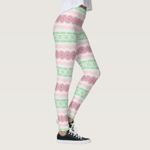 Pastellgrün und Rosé abstrakte Streifenmuster Leggings