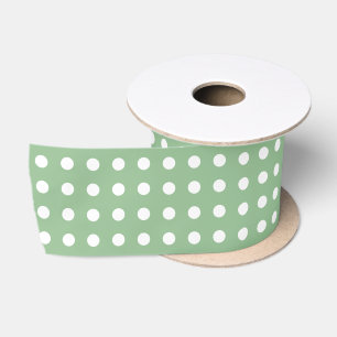 Pastellgrün und Weiß-Polka-Punktmuster Satinband
