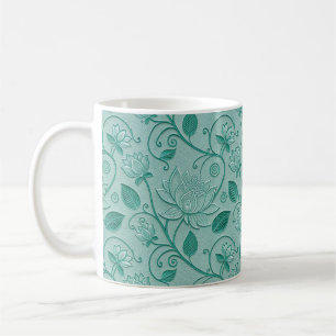 Pastellgrüne Lotus-Prägung Kaffeetasse