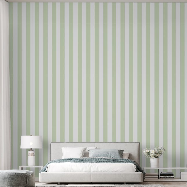 Pastellgrüne Streifen Tapete (Schlafzimmer)